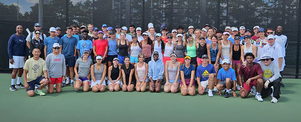 Group Picture of Athletes and Coaches at College Tennis Exposure Camp